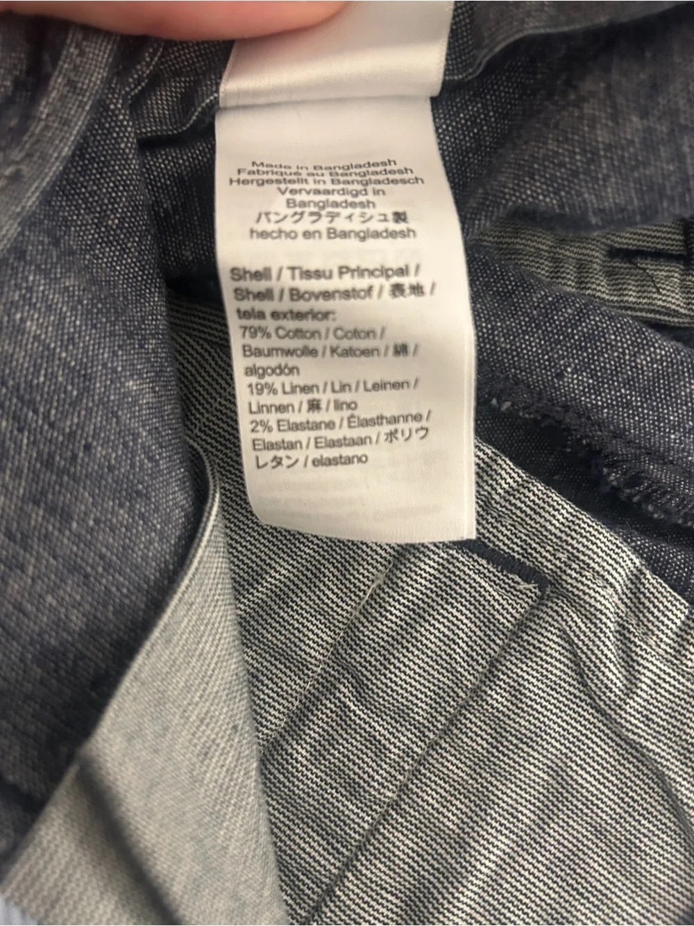Men's J Crew 484 slim linen blend chinos in Heather Navy